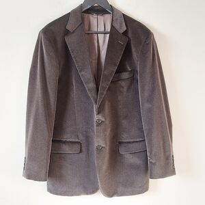 Harry Rosen Men Brown Velvet Blazer Size 42R Classic Two Button Sport Jacket